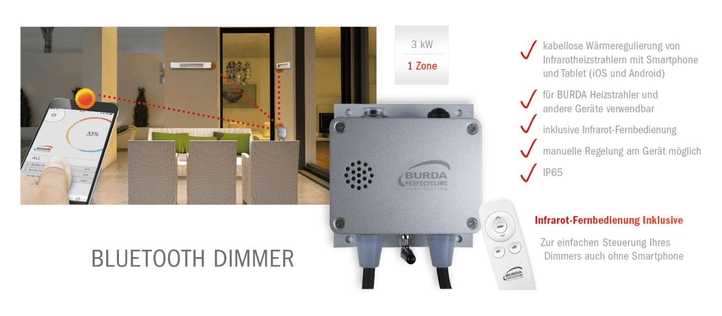 Universal Dimmer für Infrarot Heizstrahler + APP & Fernbedienung + 3 kW
