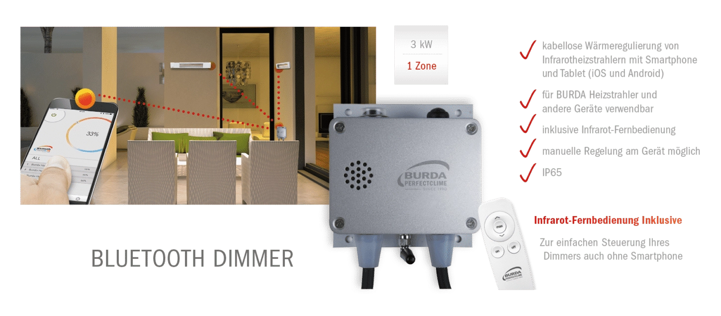 Universal Dimmer für Infrarot Heizstrahler + APP & Fernbedienung + 3 kW