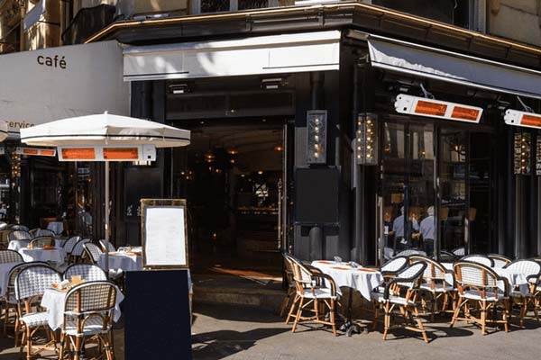 Gastronomie Infrarot Heizstrahler bei Wind und Wetter